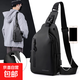 新款男士胸包休閑大容量單肩斜挎包韓版機車(chē)包防潑水潮背包110028 黑色
