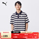 彪馬（PUMA）純棉寬松條紋短袖T恤POLO衫男女情侶新款運動(dòng)上衣 633857 海軍藍-16 L (180/100A)