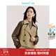 茵曼（INMAN）【新復古回潮】撞色拼接PU皮風(fēng)衣2025春秋女新款小個(gè)子短款外套 卡其色 S