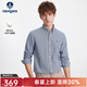 Navigare意大利小帆船千鳥(niǎo)格純棉襯衫男春秋季細格子長(cháng)袖襯衣復古休閑上衣 藍灰格紋 XL