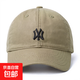 【MLB制造商】高檔純棉棒球帽子遮陽(yáng)帽男女帽精梳棉鴨舌帽顯臉小 卡其色