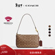 蔻馳（COACH）【禮物】女士經(jīng)典標志PLAZA手袋單肩包老花拉鏈女包 B4/棕黃色 棕色