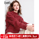 百圖betu女裝冬季新款毛衣半高領(lǐng)流蘇設計圣誕氛圍毛衣女2412T08 紅色 M