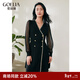 歌莉婭秋季新款女裝古著(zhù)vintage裙小黑裙V領(lǐng)長(cháng)袖連衣裙108C4G1V0 00B黑色 M (160) -