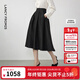 朗姿【朗姿Basic衣櫥】王楚然同款法式小香風(fēng)黑色半裙赫本風(fēng)大擺裙 黑色 L