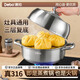 Debo德鉑316不銹鋼蒸鍋二層28cm家用復底蒸煮湯鍋燃氣灶電磁爐通用