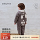 babylove【清倉】嬰幼兒連帽連體衣加絨加厚保暖外出衣服冬季寶寶哈衣爬服