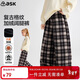 ASK JUNIOR兒童褲子25冬季中大童格紋撞色直筒褲女童加絨保暖長(cháng)褲 格子 170