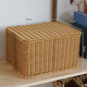 ken'sKens北歐風(fēng)桌面收納盒收納箱臥室帶蓋衣物整理箱仿藤編有蓋收納筐 淺咖色36*27*21CM 仿藤翻蓋