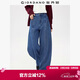 佐丹奴窄款彎刀牛仔褲女春季新款純棉中腰原色牛仔香蕉褲13415157