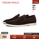THOM WILLS便士樂(lè )福鞋男冬季商務(wù)休閑皮鞋一腳蹬軟底男鞋反絨皮真皮豆豆鞋 咖色A8132 38 /6碼