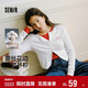 森馬（Semir）長(cháng)袖T恤女短款提花刺繡2025秋純棉蕾絲花邊修身開(kāi)衫109725101014