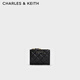 CHARLES&KEITH26春新品菱格紋多卡位短款錢(qián)包零錢(qián)包女神節生日禮物CK6-10770729 Black黑色 XXS