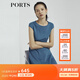 PORTS寶姿商場(chǎng)同款新品女裝氣質(zhì)純色修身短袖連衣裙LL8N021RWE005 灰燼藍 L (8)