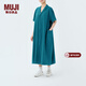 MUJI IDEE 女式 泡泡紗 短袖連衣裙 女裝裙子夏季 GAD53C4S 深藍色 均碼 165/88A