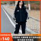 COZOK韓版寬松學(xué)生運動(dòng)套裝運動(dòng)服套裝男女秋冬休閑時(shí)尚衛衣兩件套跑步 黑色兩件套 L 建議100-120斤
