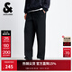 杰克·瓊斯（JACK&JONES）26年男裝秋冬季休閑褲男刺繡寬松男褲松緊腰抽繩黑色長(cháng)褲子直筒褲 E43純黑色 第一批預售2月14日左右發(fā)貨 31 175