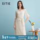 愛(ài)特愛(ài)（EITIE）時(shí)尚高級感繡花V領(lǐng)顯瘦喇叭袖雪紡連衣裙夏季新款女B2407328 香檳白13 XL 170