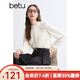 百圖betu女裝冬季新款襯衫木耳領(lǐng)蕾絲拼接磨毛保暖襯衫2410T59 淺杏色 M