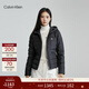 Calvin KleinJeans秋冬女休閑通勤撞色織帶連帽ck輕暖90絨排骨絎縫羽絨服外套 BEH-太空黑 XS