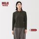 MUJI女式 羊毛混毛圈花式線(xiàn)POLO針織衫毛衣女裝上衣25年冬季 BA1QLA5A 卡其綠 M (160/84A)