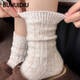 BUHUIDIU羊毛襪女款咖色粗針中筒襪秋冬季加厚保暖復古百搭純色粗線(xiàn)堆堆襪 杏色 均碼 (35-40)