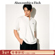 Abercrombie & Fitch經(jīng)典小麋鹿圖案男裝25夏季美式重磅寬松亨利領(lǐng)短袖T恤 白色 L (180/108A)尺碼偏大