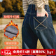 百圖betu女裝冬季新款牛仔褲加絨牛仔直筒褲顯瘦褲子女2411X03 牛仔色 L