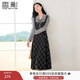 香影復古格子假兩件連衣裙女2026春季新款收腰拼接學(xué)院風(fēng)中長(cháng)裙子 深灰 M 160/84A/95-110斤