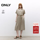 ONLY2025秋季新款純色A字傘裙翻領(lǐng)短袖中長(cháng)裙連衣裙女|125107123 E05鼠尾草綠色 XL