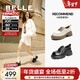 百麗（Belle）英倫風(fēng)牛津鞋女商場(chǎng)同款牛皮厚底增高單鞋E1X1DCM5 黑色 37 (235mm)