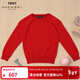 珍貝童裝男女童純羊絨衫秋冬新款13歲中大兒童082 大紅 140 cm/80碼(建議身高135-145cm)