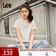 Lee25新品舒適版圓領(lǐng)插肩袖Logo印花米白色短款女短袖T恤顯瘦休閑 米白色 M