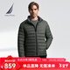 諾帝卡（NAUTICA）【商場(chǎng)同款】男裝秋冬款防輕濺水立領(lǐng)輕薄舒適羽絨服男JO3323 灰綠色0BG M