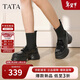 他她TATA厚底英倫靴子樂(lè )福鞋女鞋襪靴短靴冬新款 黑色CZ5 36