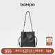 半坡飾族（bampo）女包新款結瑞包小包單肩斜挎包輕盈便捷牛皮真皮女時(shí)尚包包禮 墨碳黑 小包
