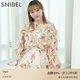 SNIDEL秋冬甜美荷葉邊露肩收腰系帶印花連衣裙SWFO244271 花朵圖案 S （0）