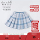 戴維貝拉（DAVE＆BELLA）大童春裝兒童裙子女孩中大童jk百褶裙女童半身裙時(shí)尚女孩格裙 藍色格 160 cm（建議身高150-160cm）
