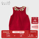 戴維貝拉【商場(chǎng)同款】?jì)和承娜骨镅b女童連衣裙紅色裙子
