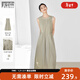 對白小白裙 法式氣質(zhì)鏤空無(wú)袖背心連衣裙女2025夏季新款收腰長(cháng)裙 卡其綠 S