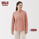 MUJI女式 法蘭絨 立領(lǐng)長(cháng)袖襯衫 女士襯衣外套 25年冬季 女裝 上衣純棉 煙熏橙色 M (160/84A)