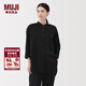 MUJI女式易干平紋七分袖長(cháng)上衣女士襯衫襯衣日系外套女裝25年秋季 黑色 M (160/84A)