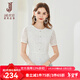 經(jīng)典故事（JANE STORY）2025新款夏季高端水溶蕾絲衫女內搭氣質(zhì)修身鏤空白色短袖蕾絲上衣 S02白色 M