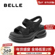 百麗（Belle）時(shí)尚閃耀水鉆休閑涼鞋女厚底增高涼鞋B2727BL5 黑色 38 (240mm)