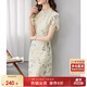 尚都比拉新中式立領(lǐng)盤(pán)扣旗袍改良版花瓣袖雪紡碎花連衣裙夏季 杏底花色 L 
