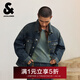 杰克·瓊斯（JACK&JONES）25年男裝秋季牛仔外套男潮酷寬松夾克尖領(lǐng)簡(jiǎn)約紐扣多口袋長(cháng)袖上衣 A12深牛仔藍 3XL （195）
