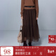 三彩2025冬季新款高腰網(wǎng)紗蓬蓬裙半身裙A字裙長(cháng)裙女 咖啡 L