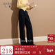 三彩2025冬季新款一體絨磨毛牛仔褲休閑褲直筒褲長(cháng)褲收腰S 深海藍 M 160/68A 160/68A