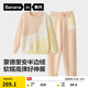蕉內（Bananain）絨絨555H睡衣男女士保暖半邊絨拼色圓領(lǐng)長(cháng)袖長(cháng)褲情侶家居服秋冬季 【女士】珺粉拼色 M