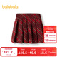 巴拉巴拉女童半身裙春裝短裙兒童格紋百褶裙毛呢時(shí)尚洋氣百搭舒適 紅色調00466 130 cm